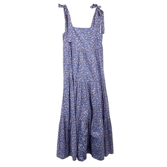 Madewell Tie-Strap‎ Tiered Midi Dress in Summer Vines Size XXS - Picture 4 of 11